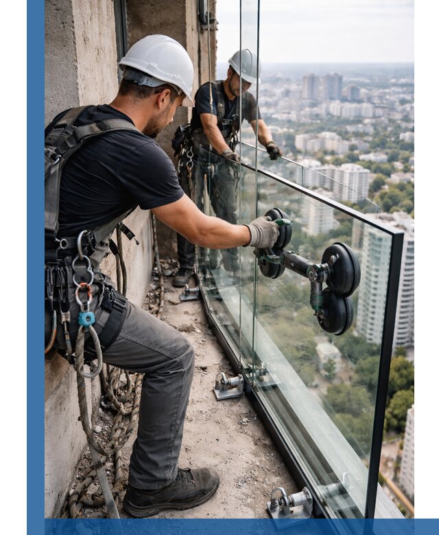 Монтаж стеклянных ограждений под ключ с гарантией в Великом Новгороде