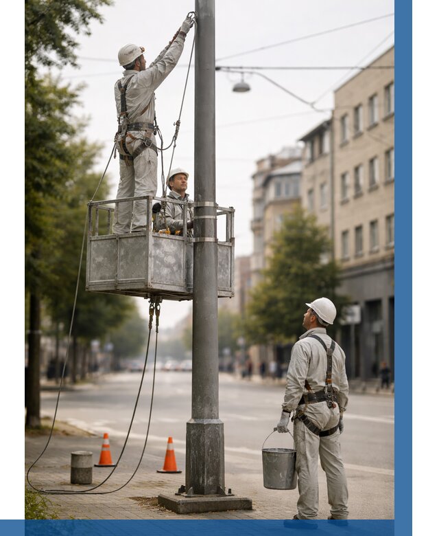 Покраска опор освещения в Великом Новгороде от 5115 р. | ВЫСОТНИК-Влк