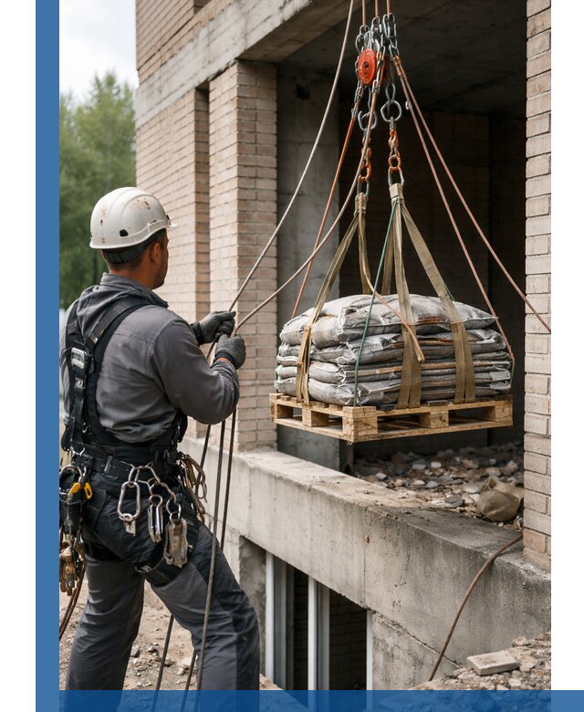 Подъем материалов на этаж веревками в Великом Новгороде оперативно