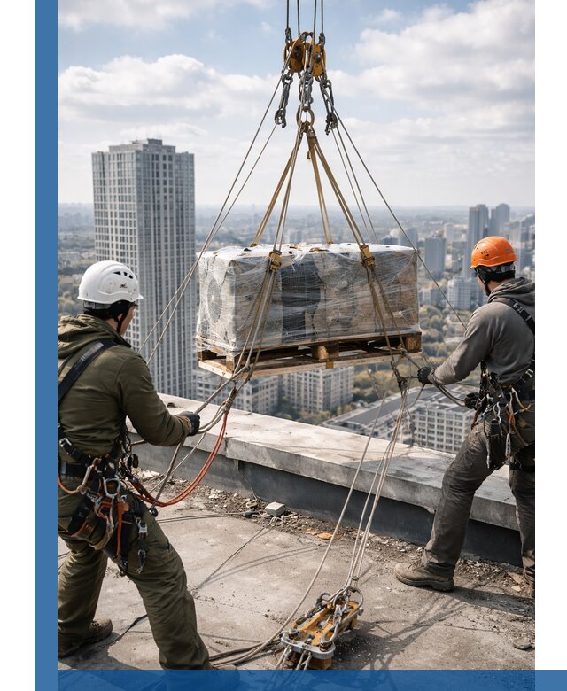 Подъем и монтаж крупногабаритных грузов на крышу в Великом Новгороде