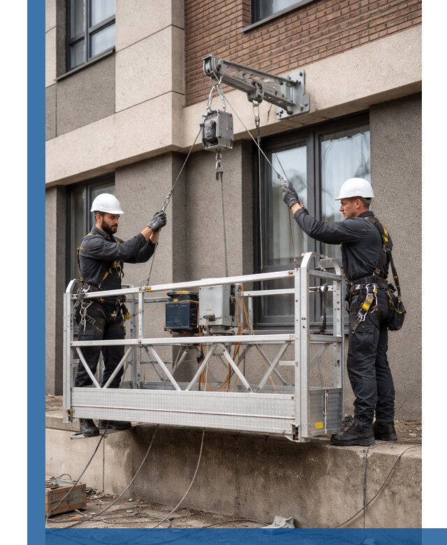 Монтаж и подъем фасадной люльки в Великом Новгороде с гарантией безопасности