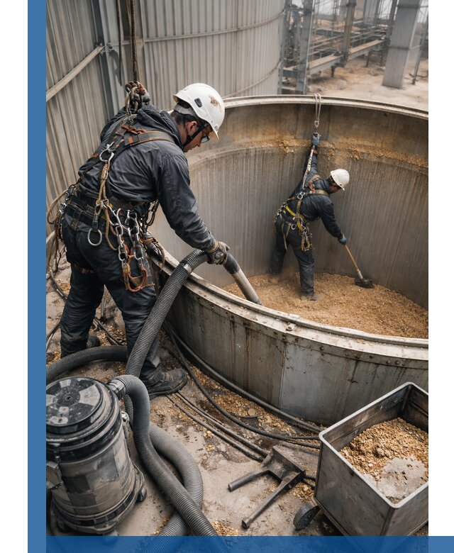 Профессиональная чистка зерновых бункеров в Великом Новгороде с выездом