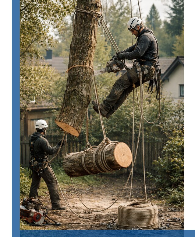 Валка деревьев частями в Великом Новгороде, безопасно и аккуратно