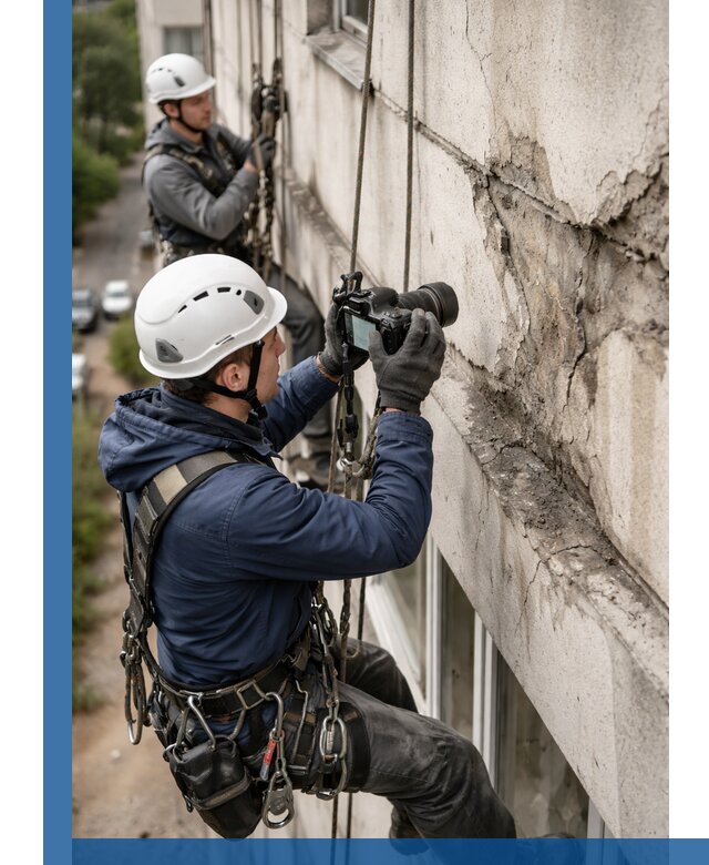 Фотофиксация дефектов фасада с высотной съемкой в Великом Новгороде