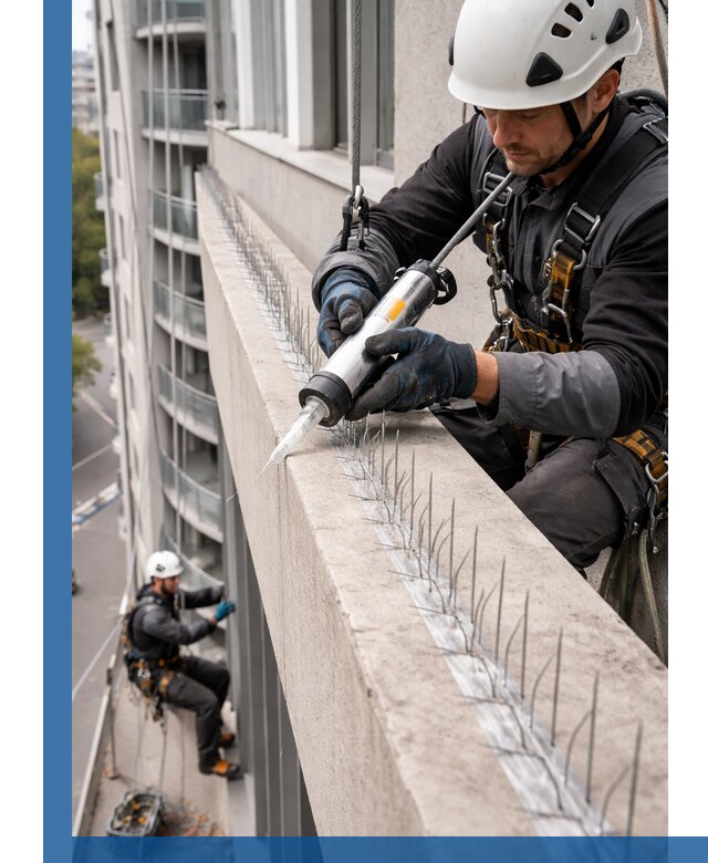 Установка шипов от птиц на фасадах и кровлях в Великом Новгороде